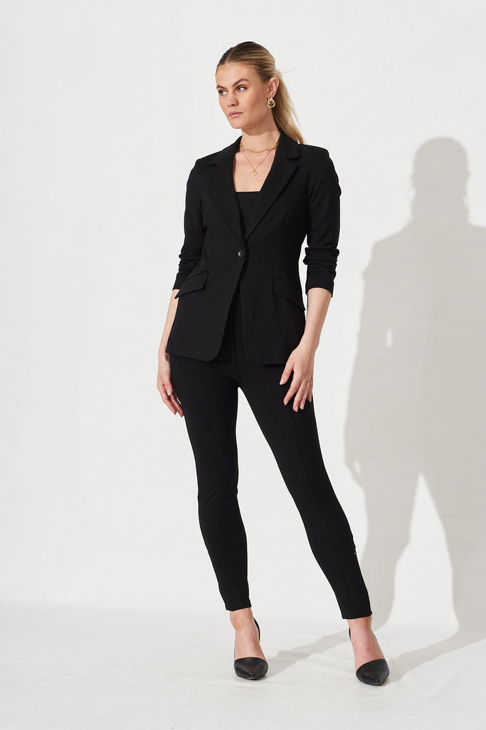 Workflow Stretch Blazer In Black - Full Length