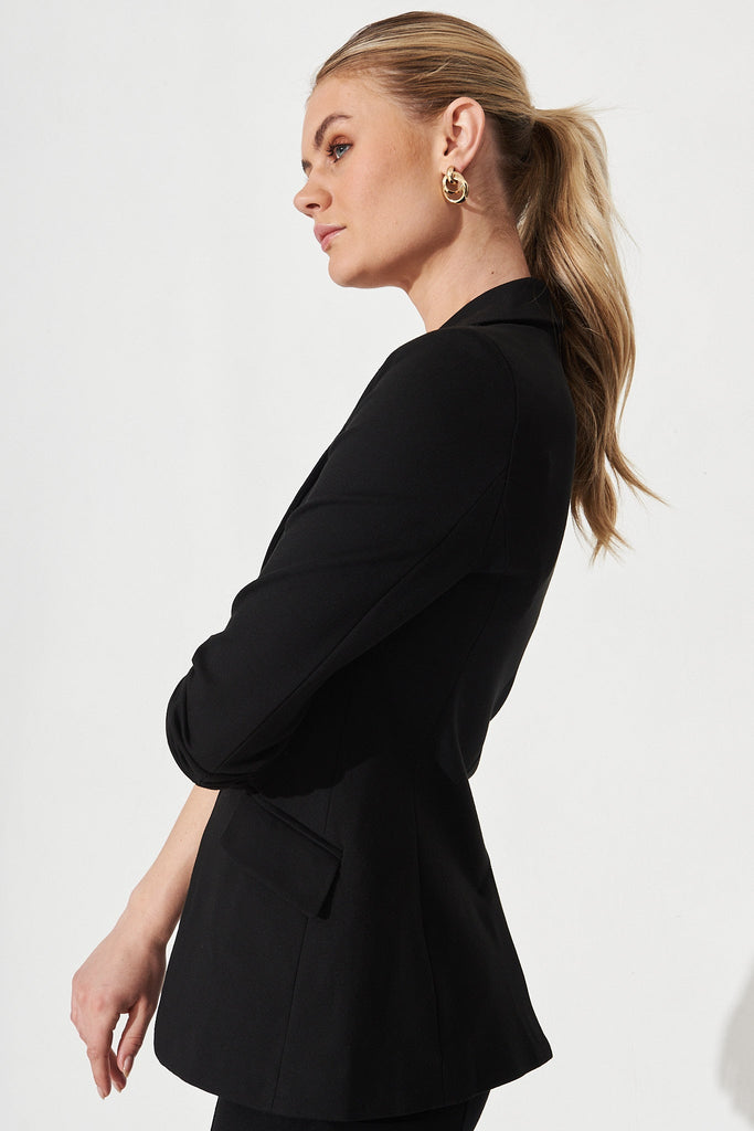 Workflow Stretch Blazer In Black - Side