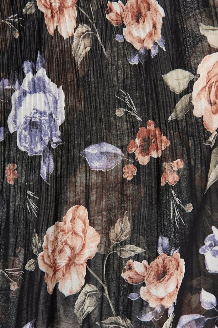 Catena Top In Black With Rust Floral Chiffon - St Frock (Dev)