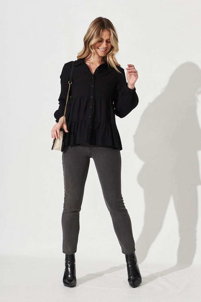 Agnes Shirt In Black - Full Length