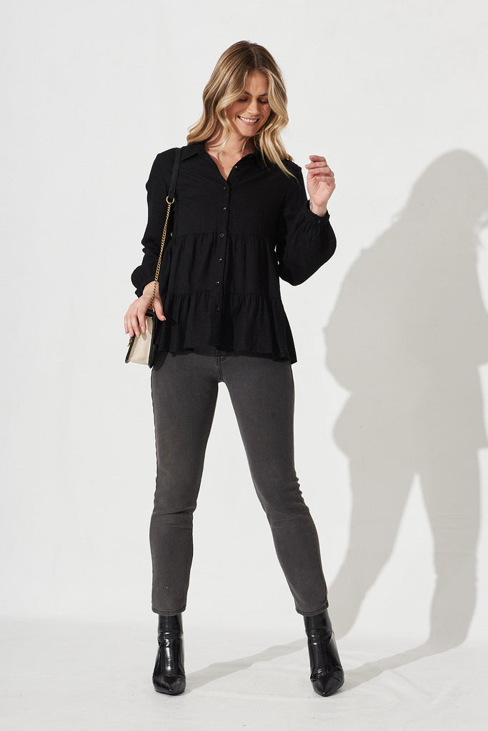 Agnes Shirt In Black - Full Length