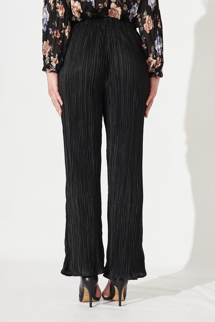 Harmony Pants In Black Plisse - Back