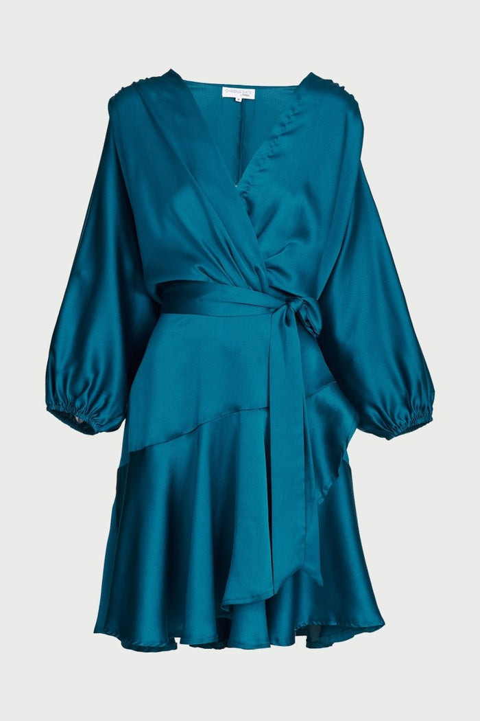 Brylie Dress In Teal Satin - St Frock (Dev)