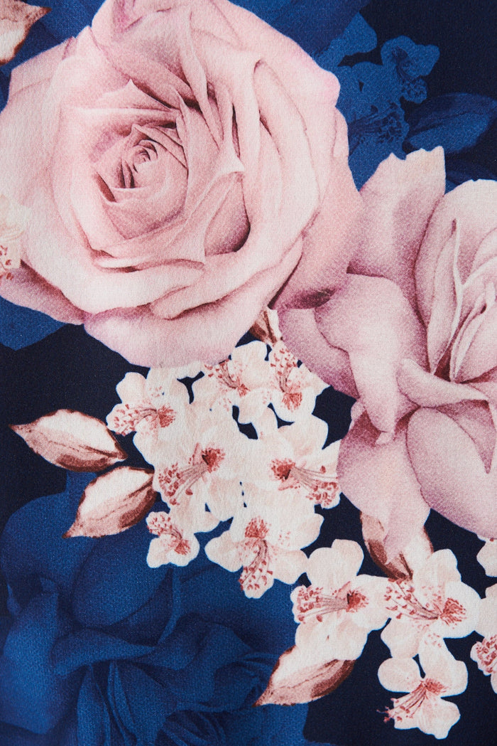 Julianne Dress in Navy with Blush Floral - Fabric