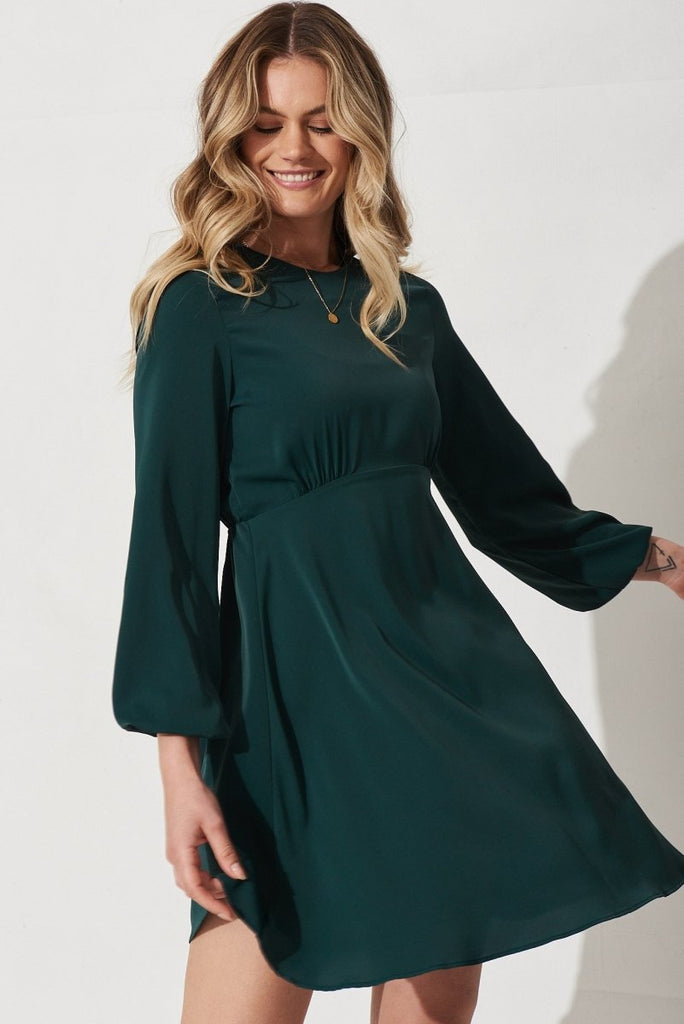 Caliah Skater Dress In Emerald Green - St Frock (Dev)
