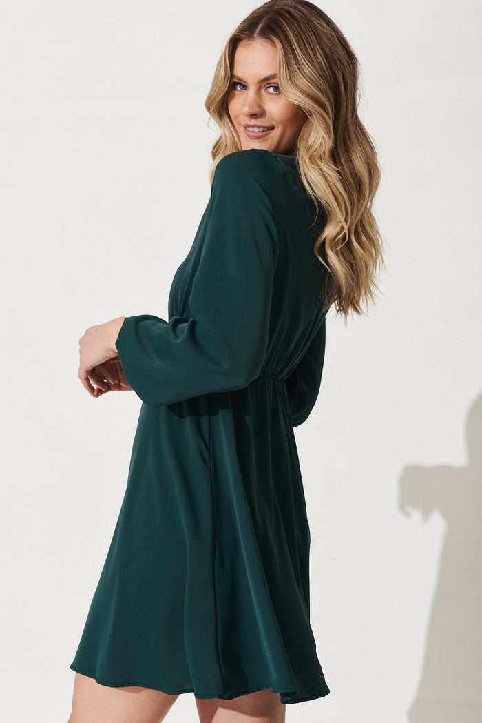 Caliah Skater Dress In Emerald Green - St Frock (Dev)