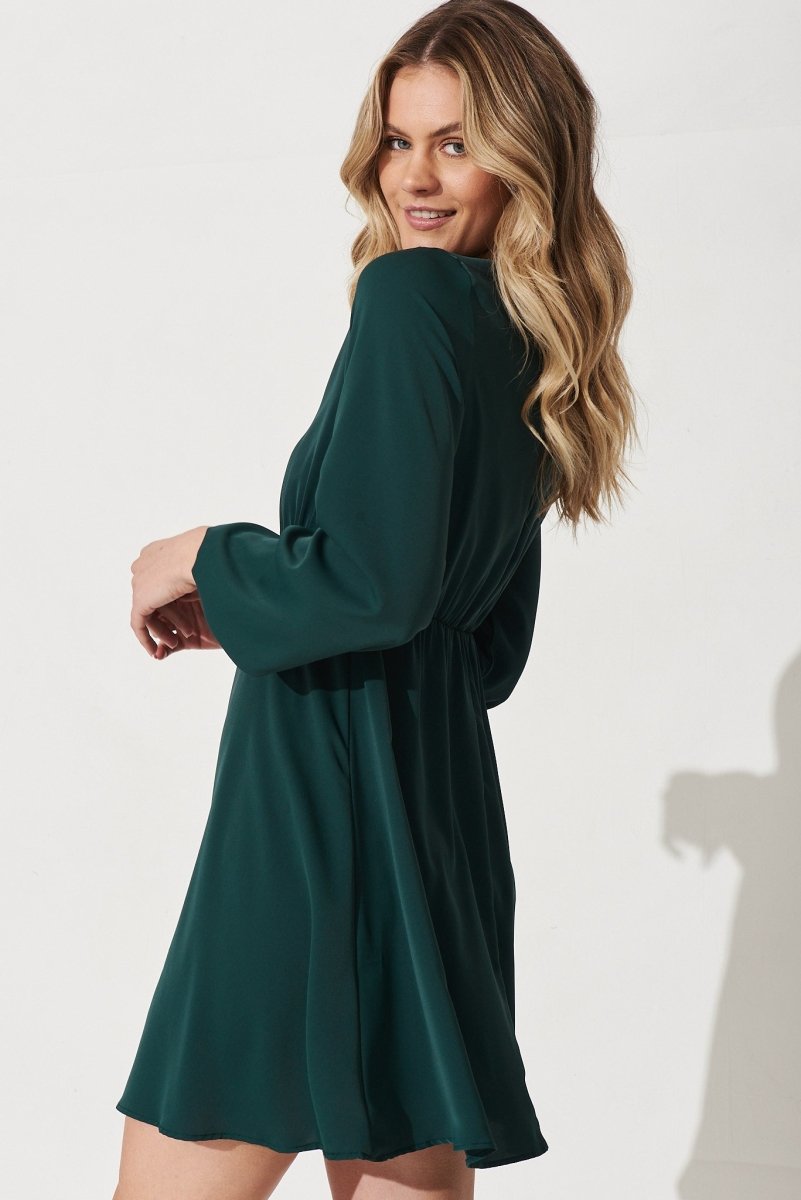 Caliah Skater Dress In Emerald Green - St Frock (Dev)