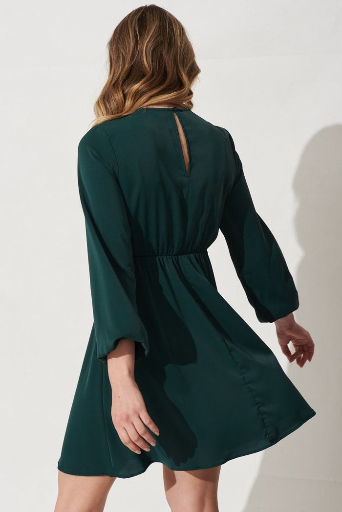 Caliah Skater Dress In Emerald Green - St Frock (Dev)