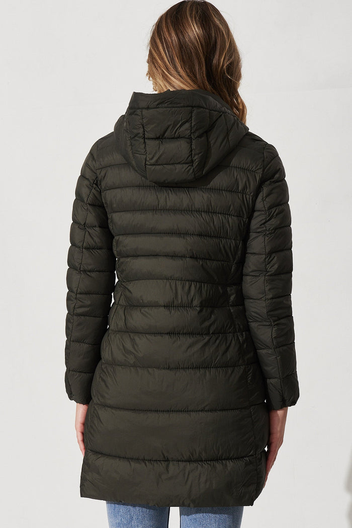 Alaska Puffer Jacket In Khaki - Back