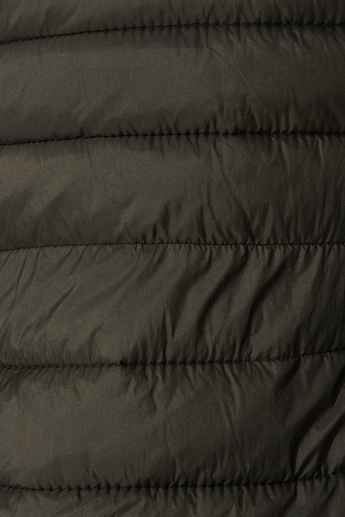 Alaska Puffer Jacket In Khaki - Fabric