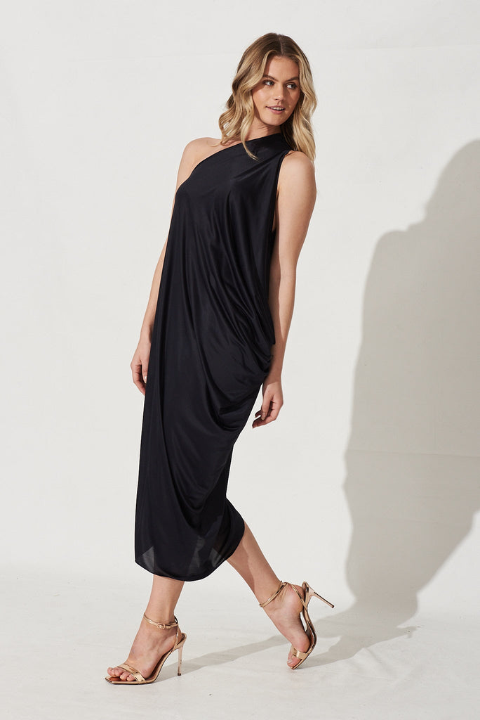 Goddess Maxi Dress In Navy - Side