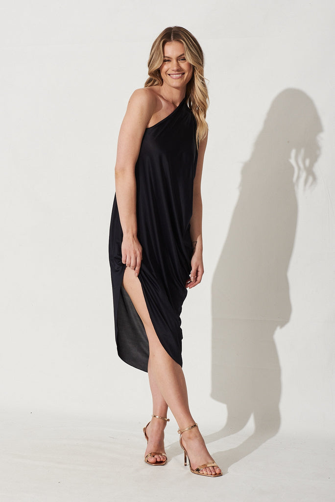 Goddess Maxi Dress In Navy - Full Length