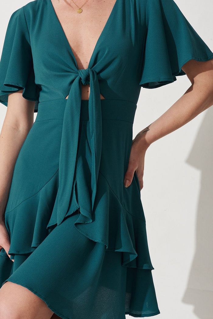 Jenna Dress In Teal - Detail