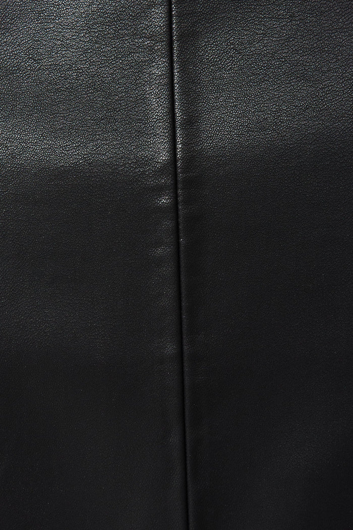 Frenchy Midi Skirt In Black Leatherette - Fabric