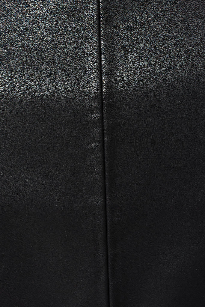 Frenchy Midi Skirt In Black Leatherette - Fabric