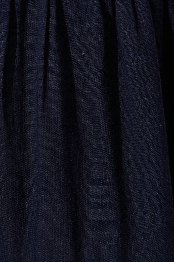 Caracelle Smock Dress In Navy Linen Blend - St Frock (Dev)