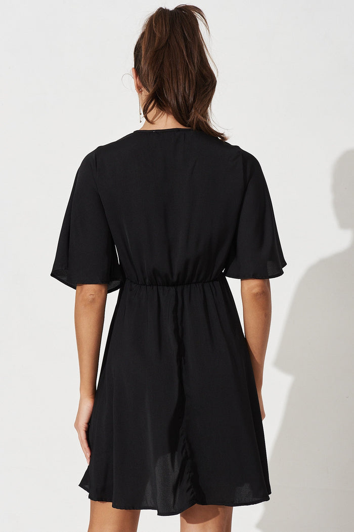 Helene Dress In Black Satin - Back