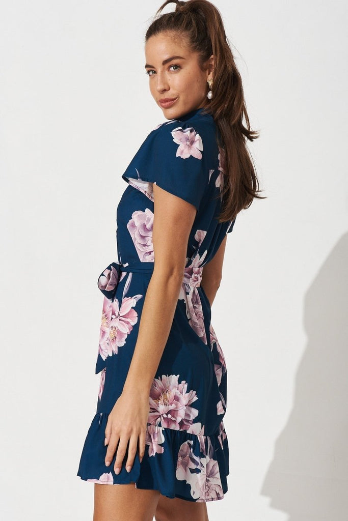 Charlotte Shirt Dress In Teal With Blush Floral - St Frock (Dev)