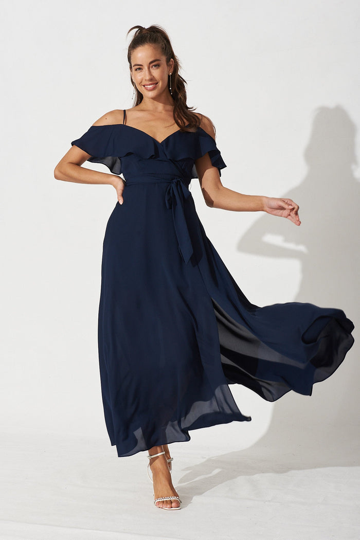 Marit Maxi Dress In Navy - Full Length