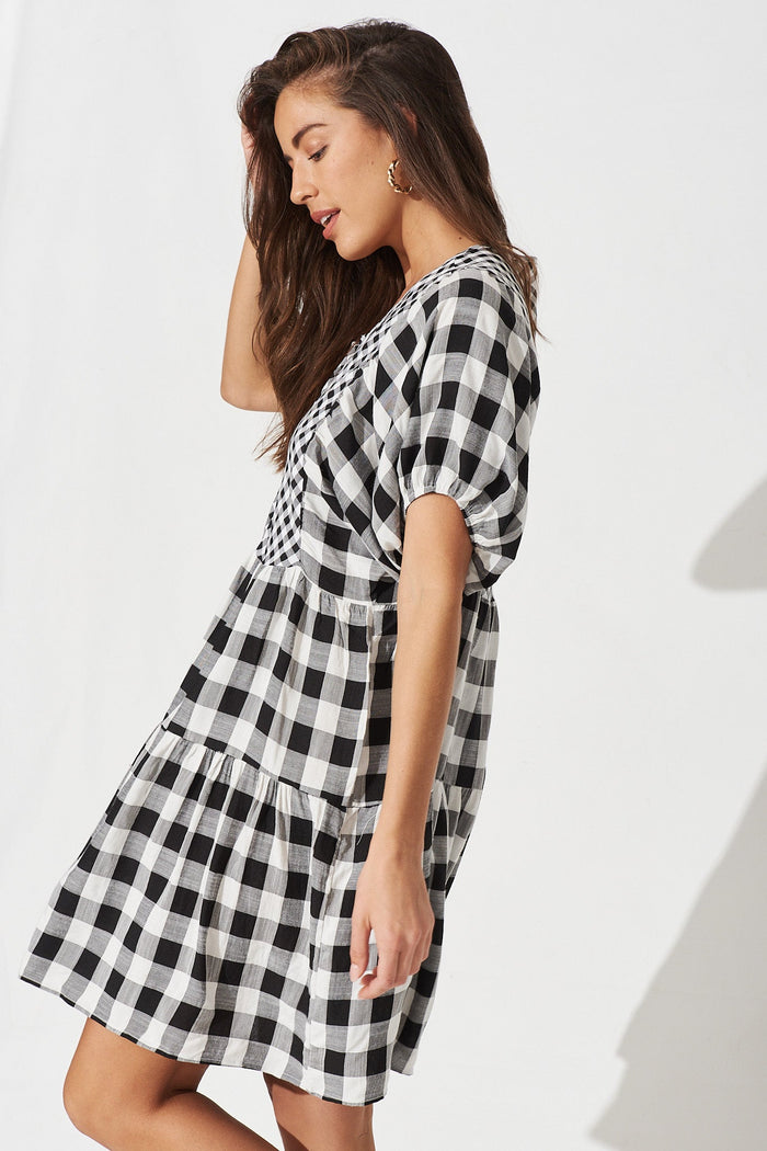 Saltana Dress In Black And White Gingham - Side