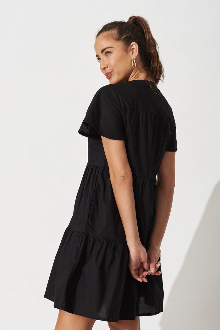Shazza Shirt Dress in Black Linen Blend - Side