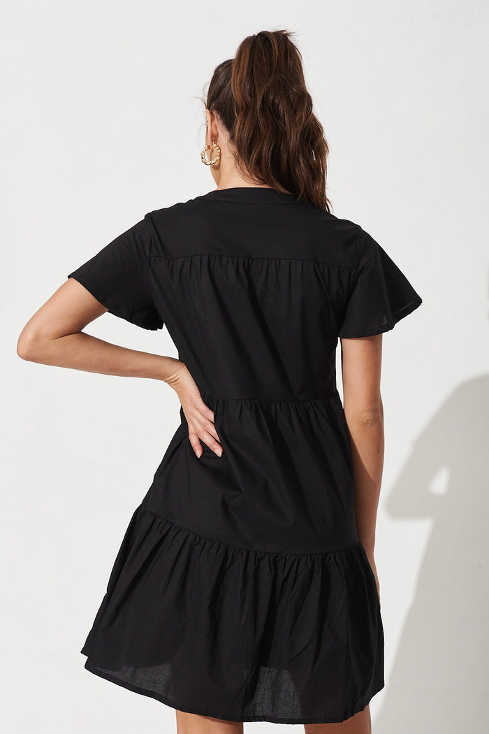 Shazza Shirt Dress in Black Linen Blend - Back