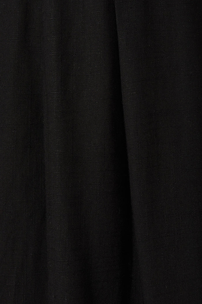 Bailey Midi Skirt In Black Linen - Fabric