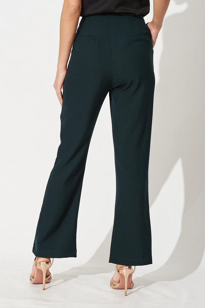 Marissa Wide Leg Pants in Emerald - Back