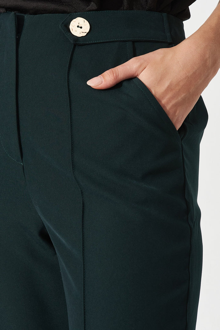 Marissa Wide Leg Pants in Emerald - Detail