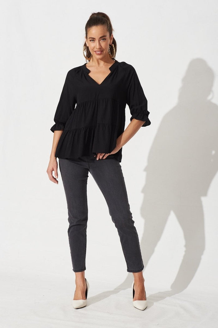 Brigitte Top In Black - St Frock (Dev)
