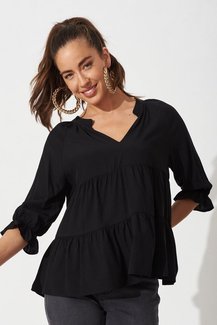 Brigitte Top In Black - St Frock (Dev)