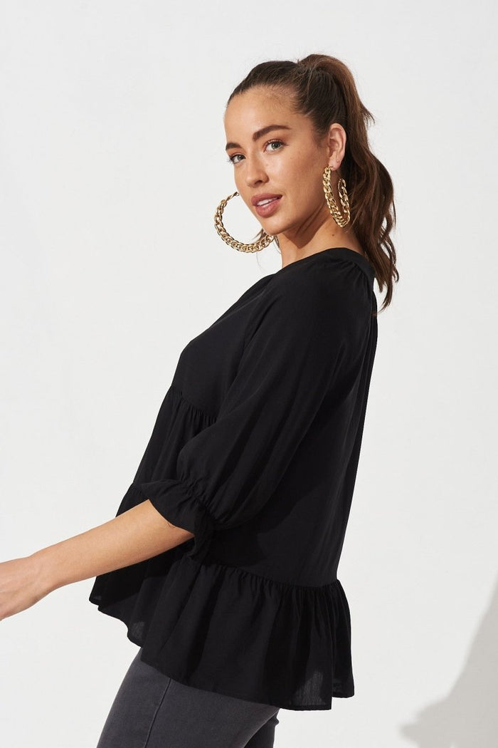 Brigitte Top In Black - St Frock (Dev)