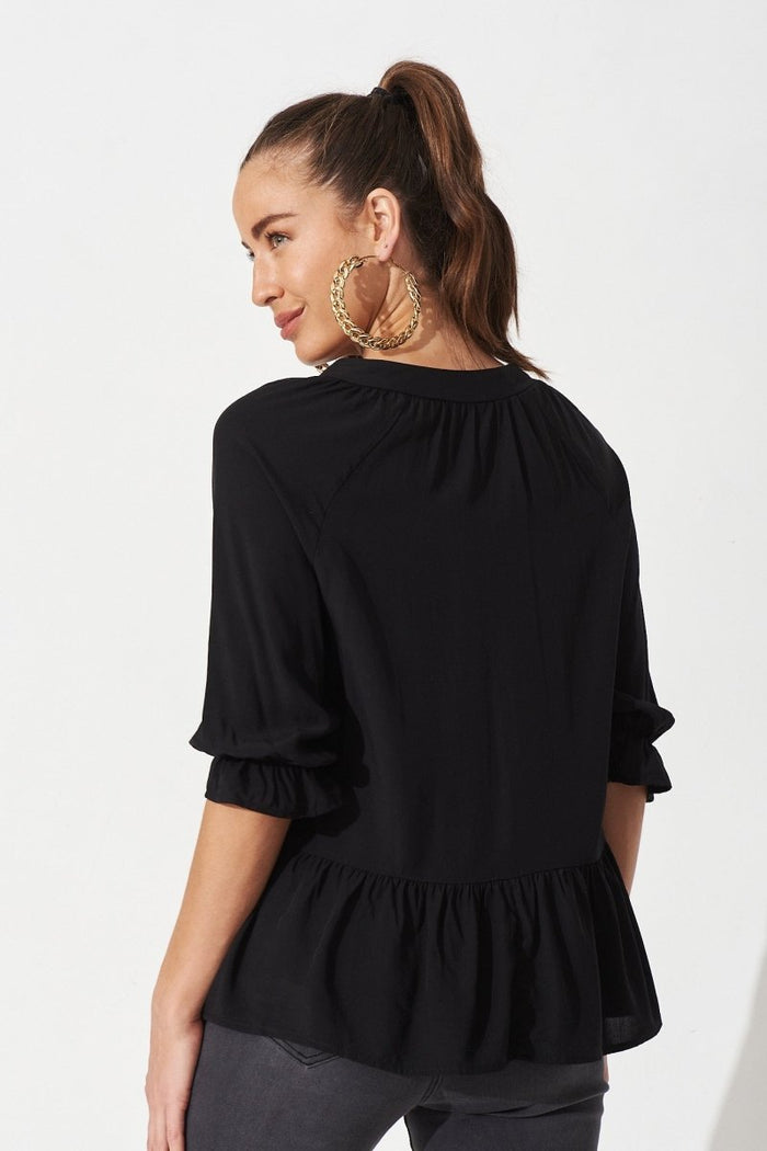 Brigitte Top In Black - St Frock (Dev)