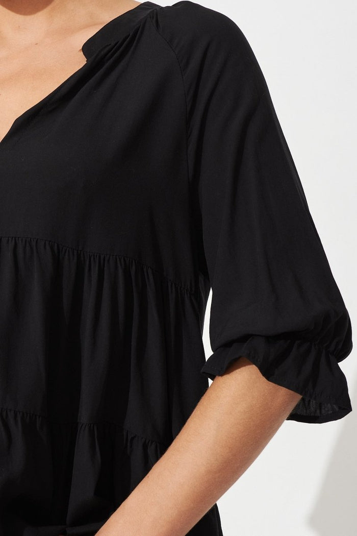 Brigitte Top In Black - St Frock (Dev)