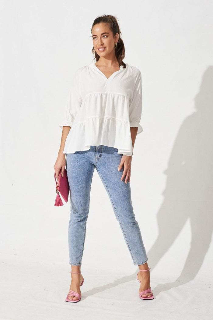 Brigitte Top In White - St Frock (Dev)