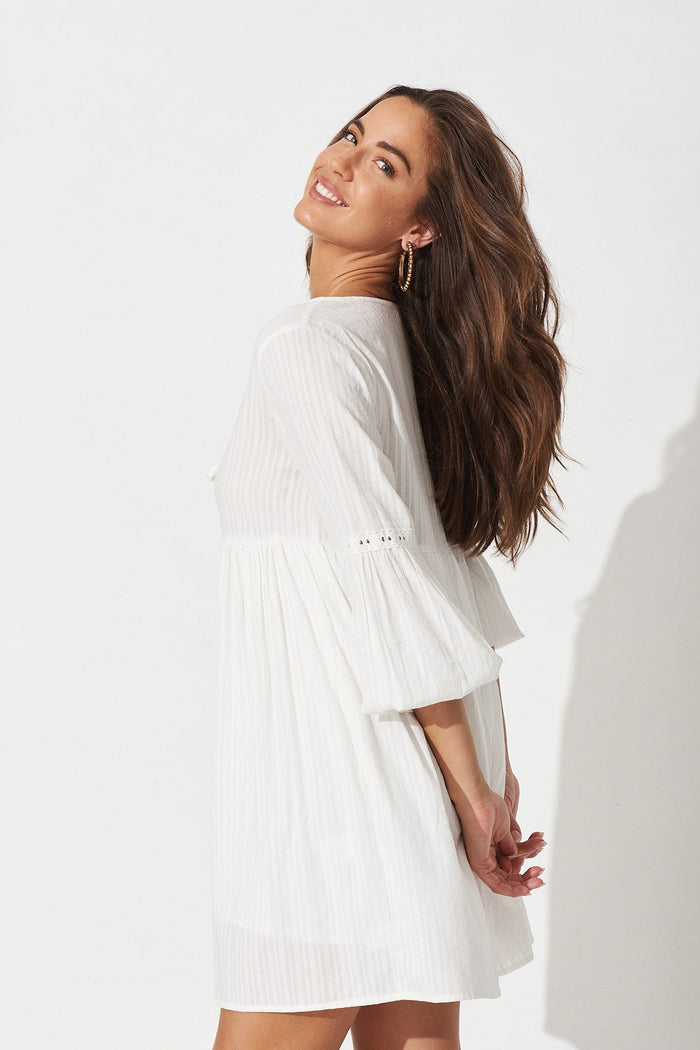 Trudie Smock Dress in White - Side