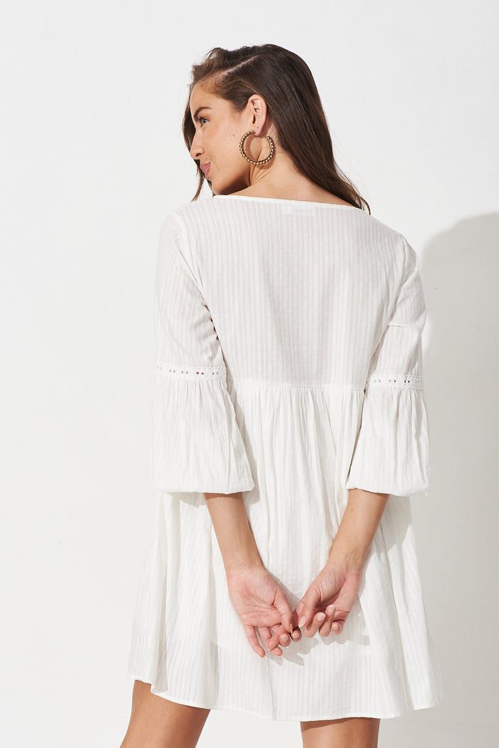Trudie Smock Dress in White - Back