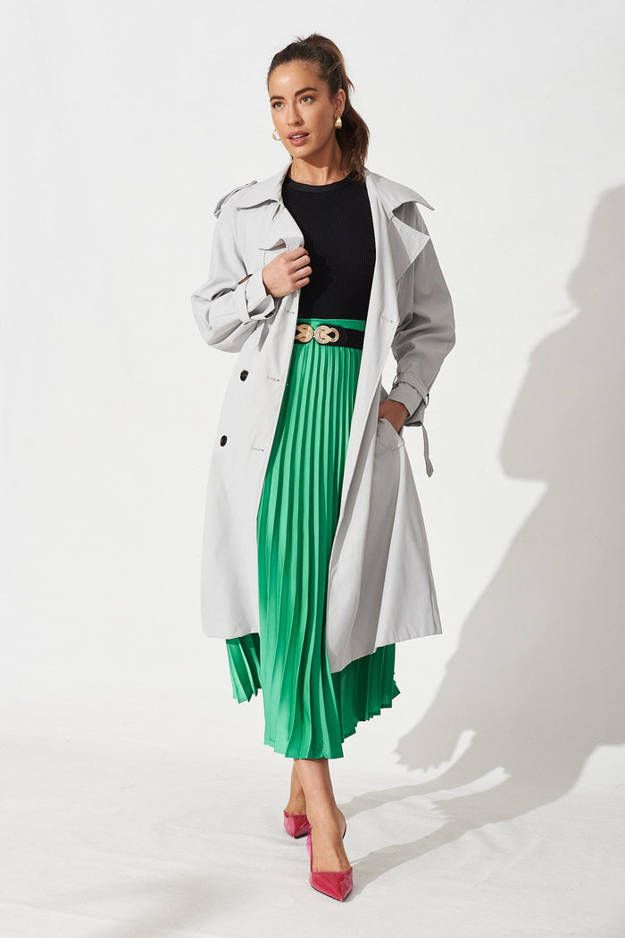 Trainor Trench Coat in Grey - Full Length