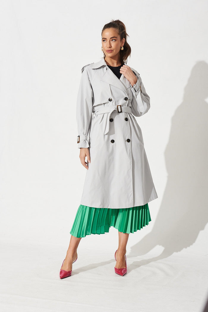Trainor Trench Coat in Grey - Full Length