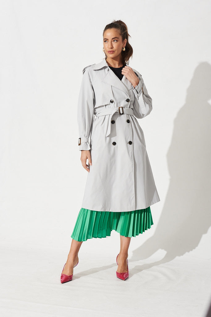 Trainor Trench Coat in Grey - Full Length