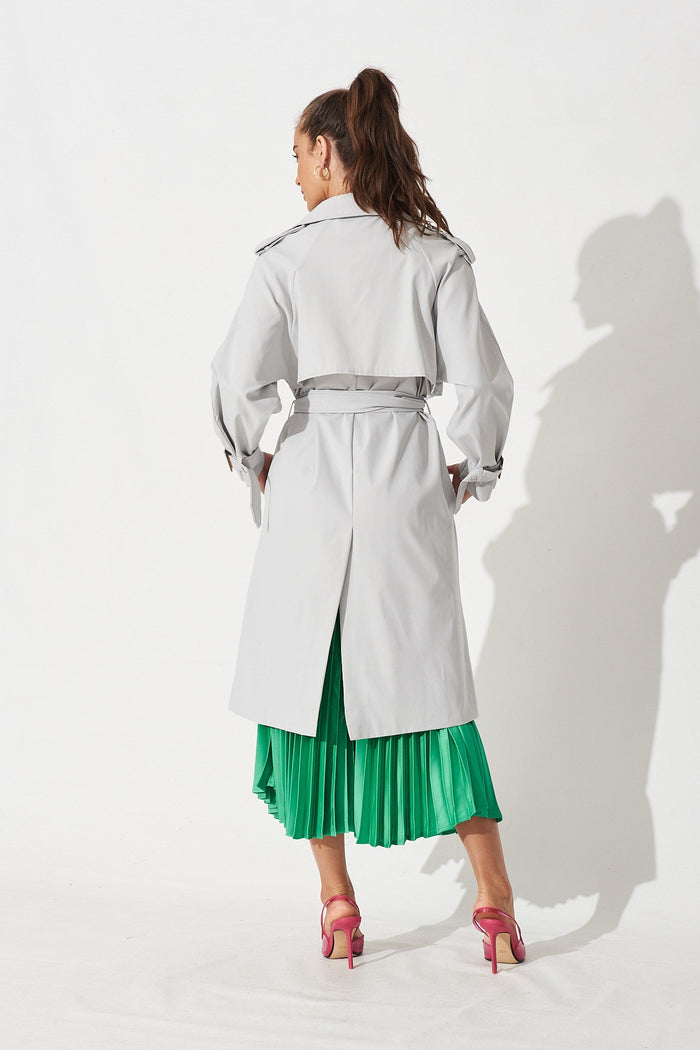 Trainor Trench Coat in Grey - Back