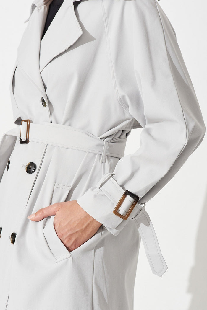 Trainor Trench Coat in Grey - Detail