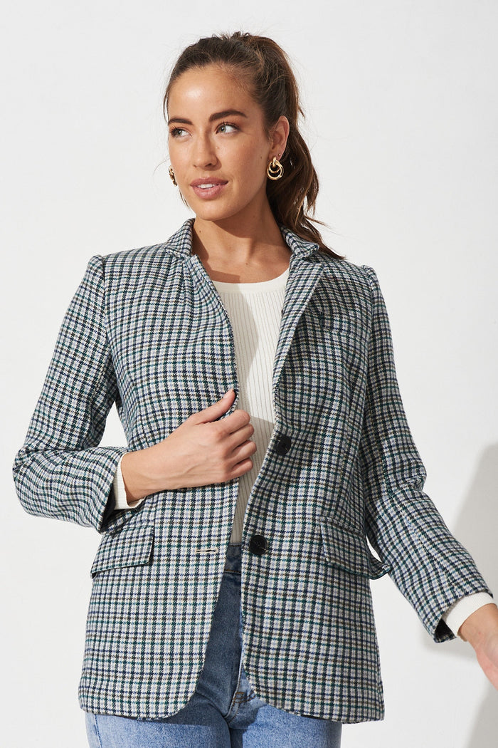 Janaine Blazer in Green Check - Front