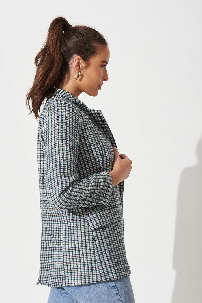 Janaine Blazer in Green Check - Side