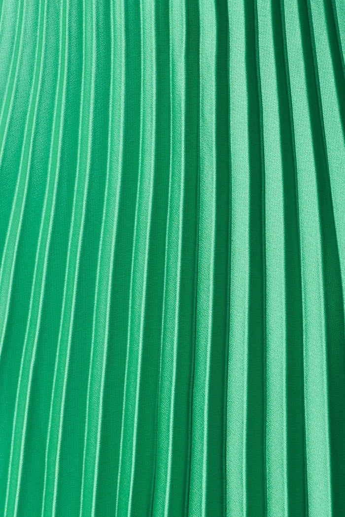 Allie Midi Pleat Skirt In Green Satin - St Frock (Dev)