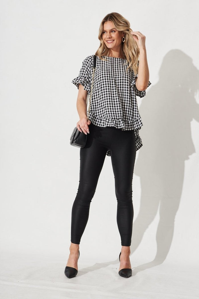 Catharina Top In Black And White Gingham - St Frock (Dev)