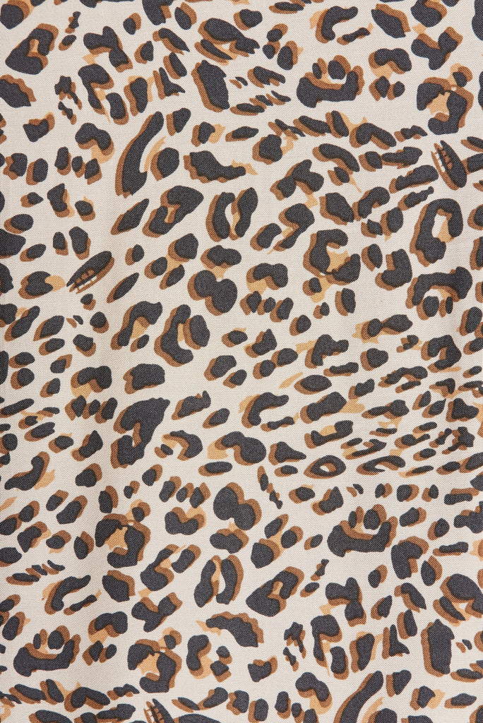 Elxi Maxi Dress in Brown Leopard Print - Fabric