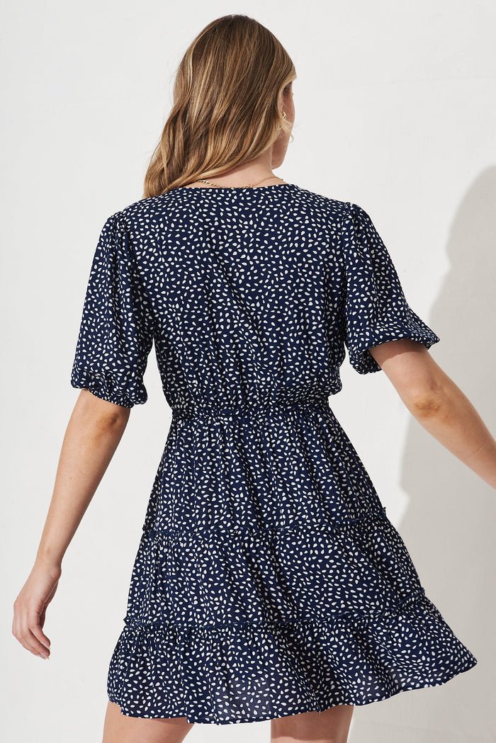 Ariana Dress In Navy With White Speckle - St Frock (Dev)