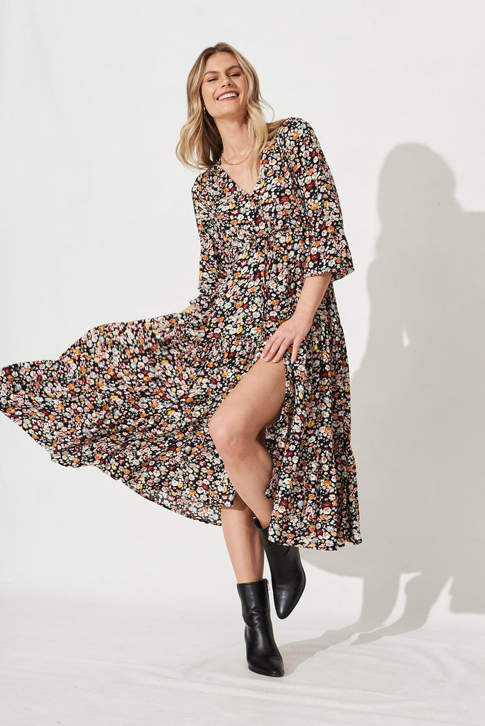 Aimie Maxi Dress In Pink Ditsy - St Frock (Dev)