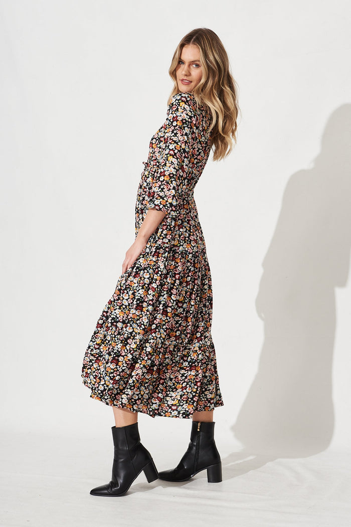 Aimie Maxi Dress In Pink Ditsy - St Frock (Dev)